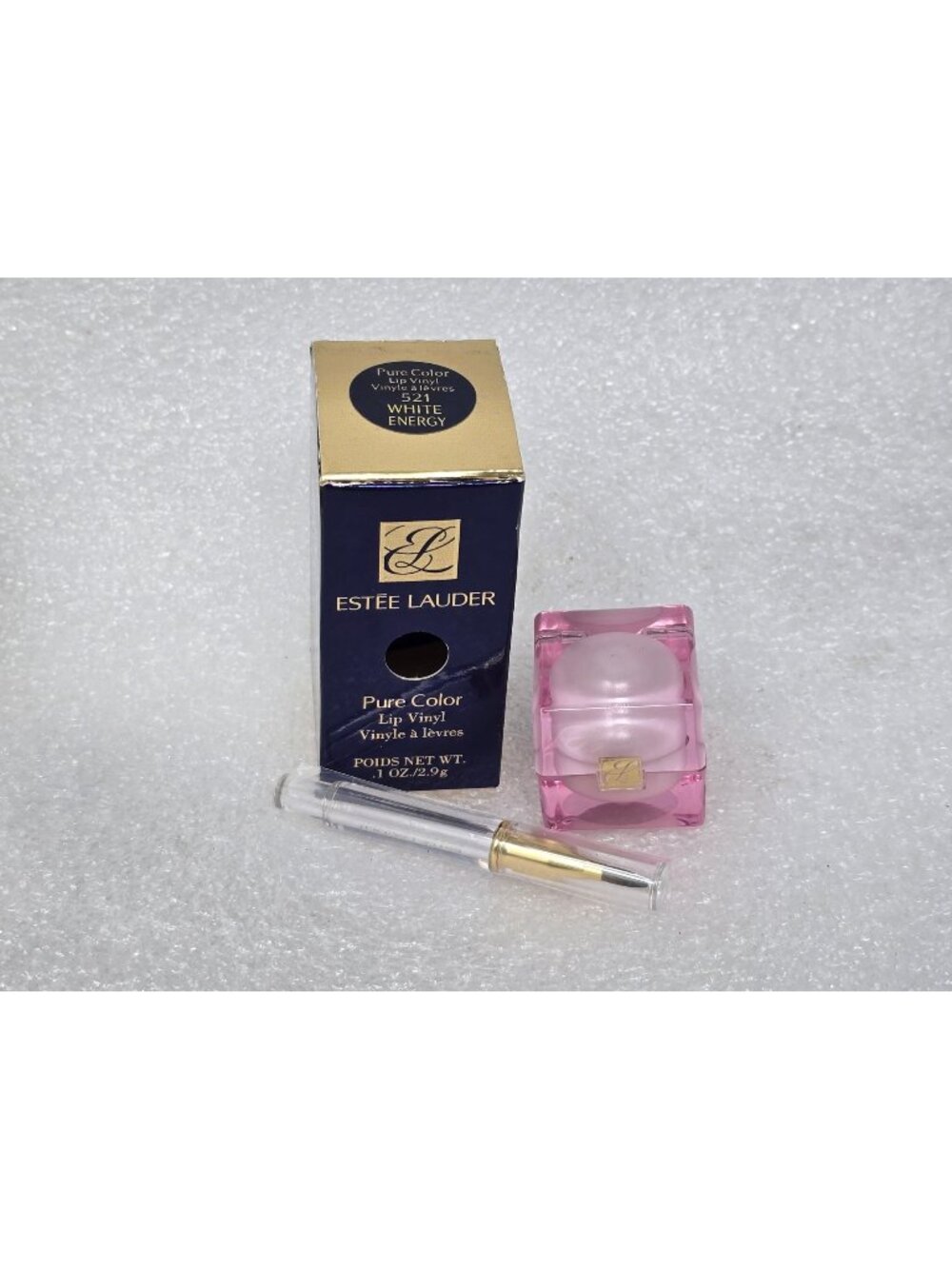 Estée Lauder Pure Color Lip Vinyl Gloss 521 White Energy With Brush & Box